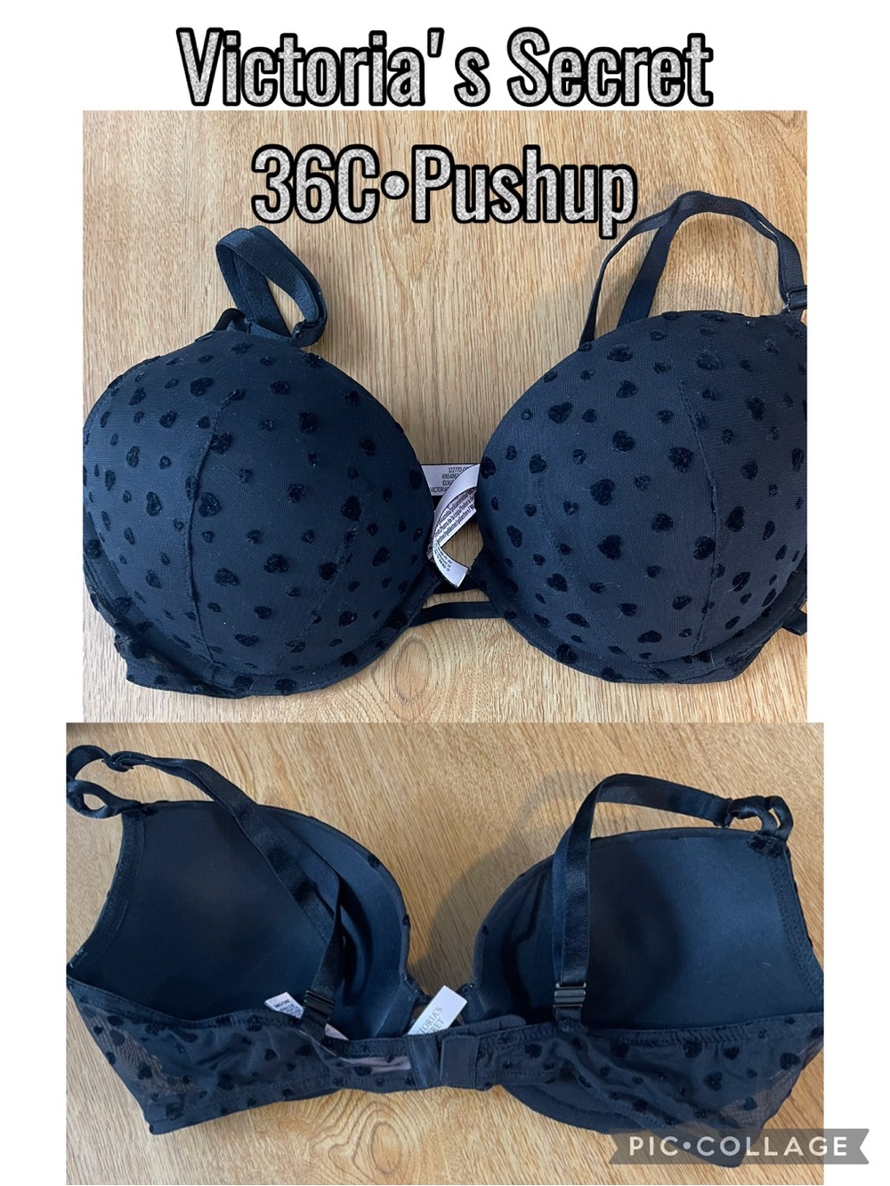 Victoria's Secret Black Dotted Push-Up Bra